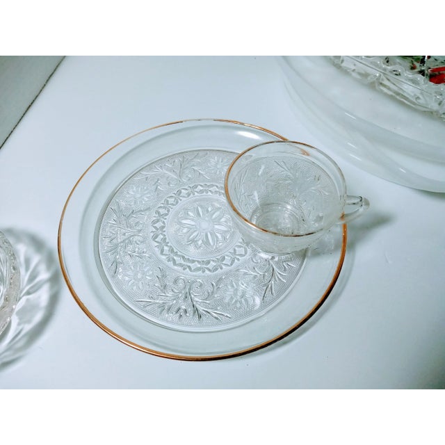 Vintage Anchor Hocking Eight Piece Set Sandwich Clear Snack Plates & Cups Chairish