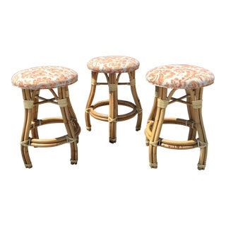 Boho Chic Counter or Bar Stool Chairs - Set of 3 For Sale