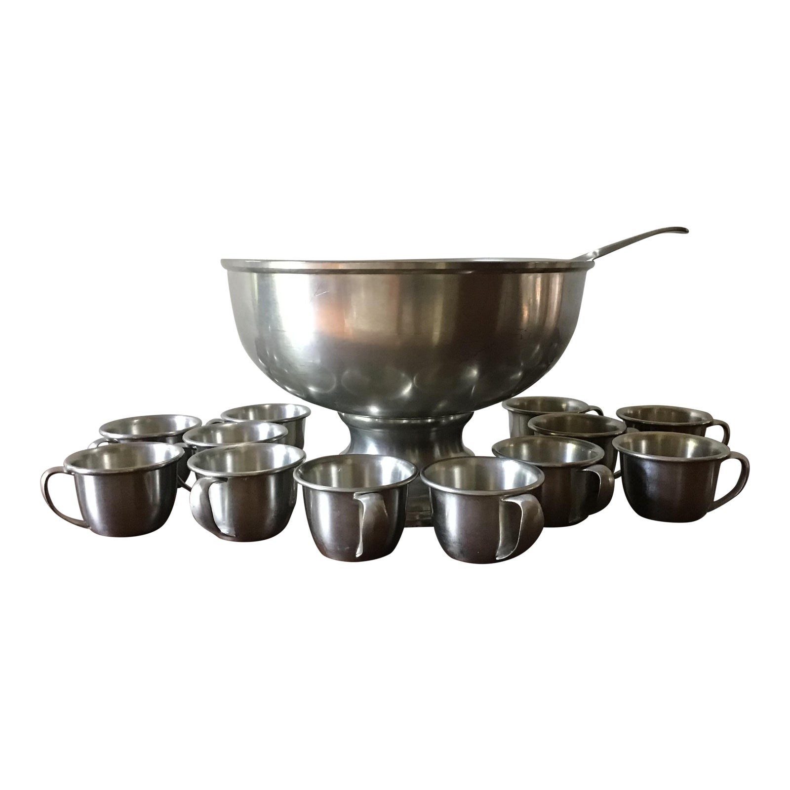 Vintage Woodbury Pewterers Punch Bowl Set, Pewter Punch Bowl Set 14