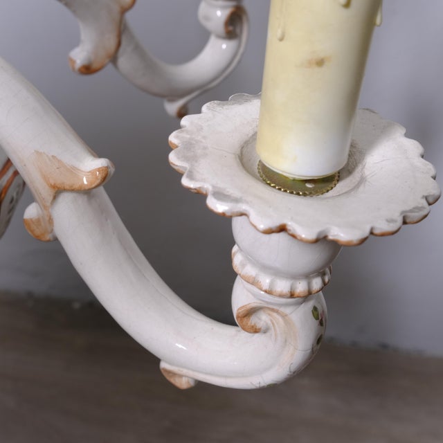 Ceramic 6-Arm Chandelier with Floral Decorations, 1960s For Sale - Image 17 of 18