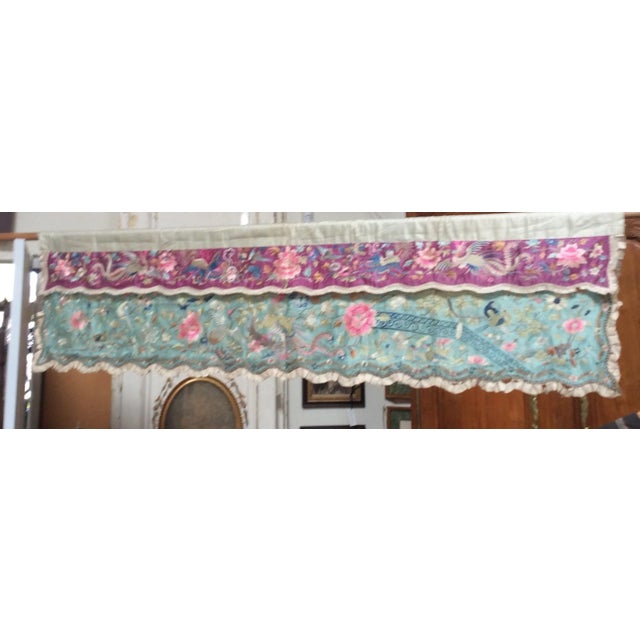 Stunning rare 19th Century Chinese valence or panel. The colors are still vibrant and the needlework is fine. This is in...