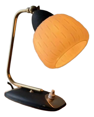 Vintage Brass and Frosted Glass Table Lamp