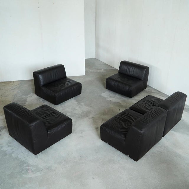 Sectional Sofa Set in Leather by Durlet, 1970s, Set of 5 For Sale - Image 4 of 18
