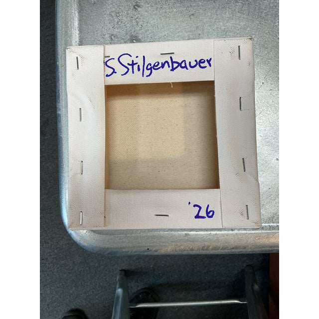 Mixed Media on 6” by 1.5" by 6” Stretched Canvas. Artist signed on the back side with S. Stilgenbauer (CA Artist Stephen...