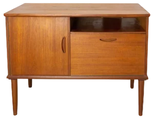 Mid-Century French Teak Hi Fi Cabinet, 1950s