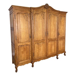 Vintage French Louis XVI Style Wardrobe in Oak For Sale