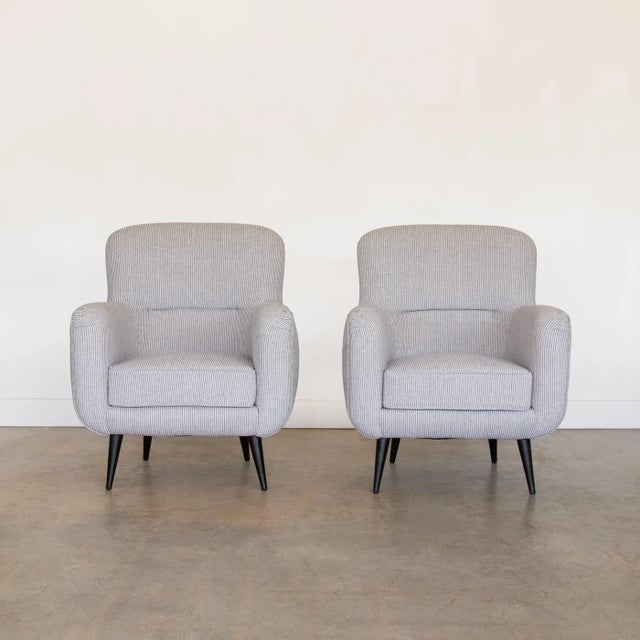 Italian Pair of 1960's Italian Upholstered Armchairs For Sale - Image 3 of 12