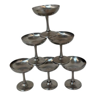 Stainless Steel Martini Glasses from Spring Switzerland, Set of 6 For Sale