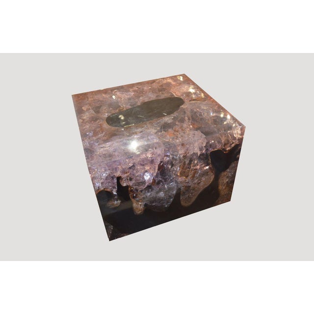 Andrianna Shamaris Cracked Resin and Teak Wood Coffee Table For Sale - Image 13 of 18