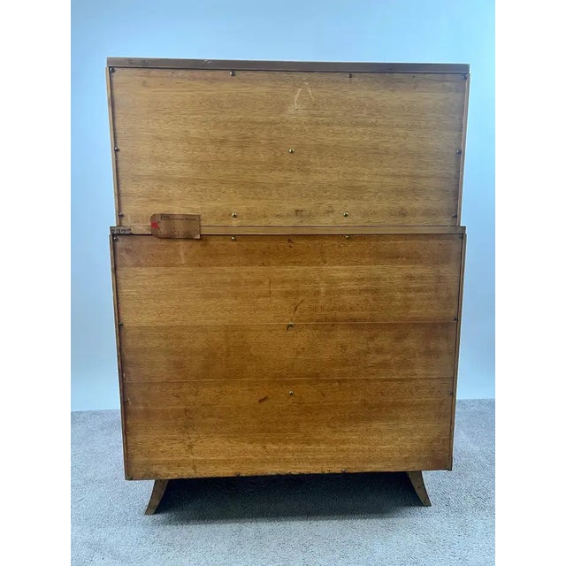 Mid-Century Modern R-Way Birdseye Maple Highboy Chest of 5 Drawers For Sale - Image 17 of 18