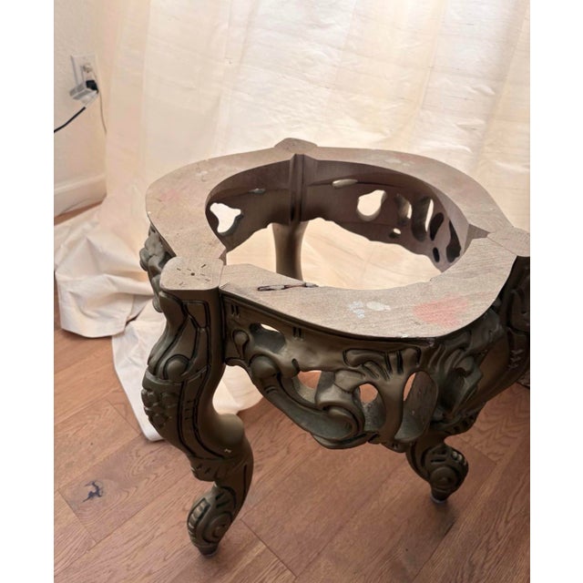 Late 20th Century Pair of Vintage Rococo Revival Gilt Side Tables With Faux Marble Tops For Sale - Image 5 of 8