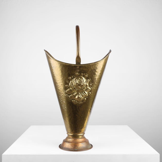 French Rustic Brass and Copper Base Umbrella Stand with Embossed Decoration, 1890s For Sale - Image 12 of 12