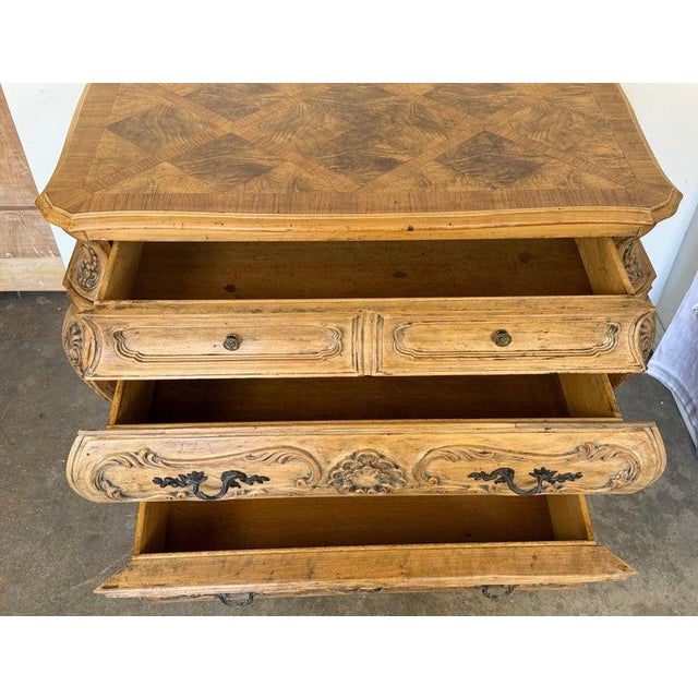 Antique French Louis XV Bombe Commode - Bleached Oak For Sale - Image 12 of 17