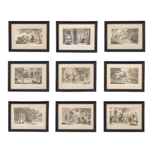 Set of Nine Engravings of "The Tours of Doctor Syntax", England Circa 1800