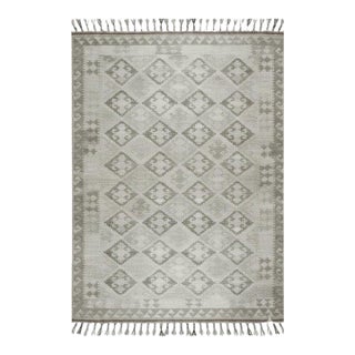 5x8 Gray Hand-Knotted Wool Diamond Repeat Pattern Geometric Modern Carpet Rug For Sale