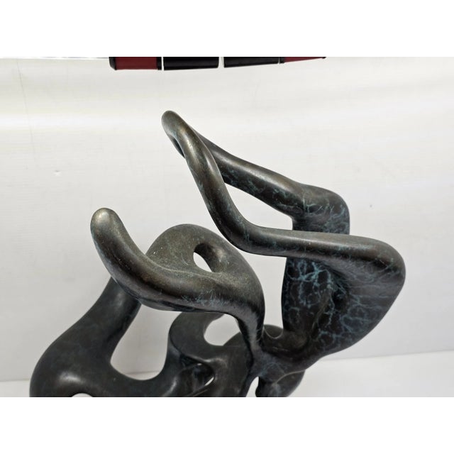 Contemporary 1980s Large 20" Solid Bronze Abstract Organic Modern Sculpture Verdigris Patina 40 LBS For Sale - Image 3 of 17