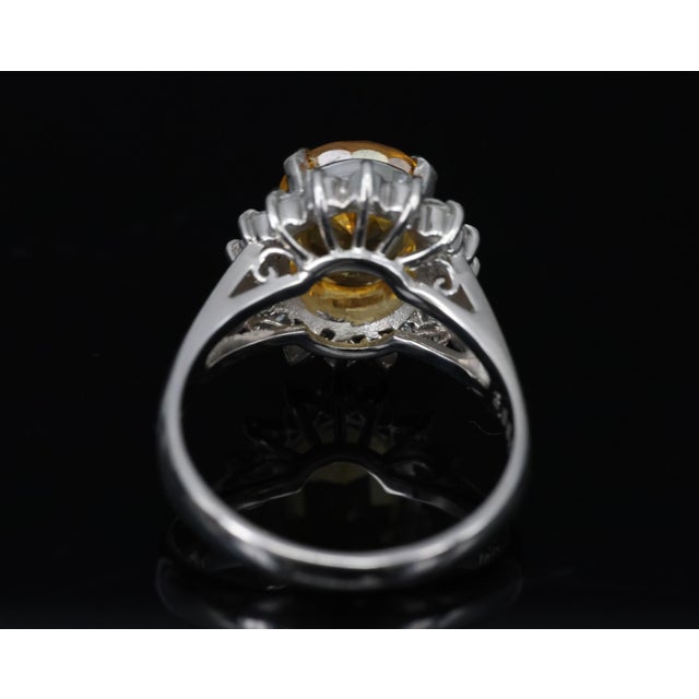 Late 20th Century Gia Yellow Sapphire & 0.48ct Diamond Platinum Ring 7.5g Size 6 For Sale - Image 16 of 18