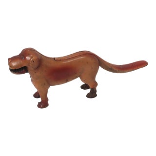 Antique Cast Iron Free Standing Figurative Happy Dog Table Nut Cracker - Nice Original Paint For Sale