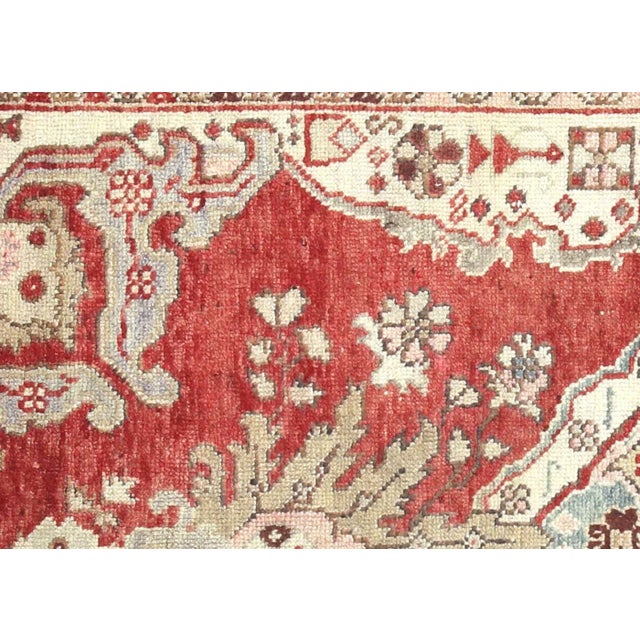 1960s Turkish Oushak Rug. Handwoven with wool on wool foundation in the Oushak region of Western Turkey. The Anatolian...