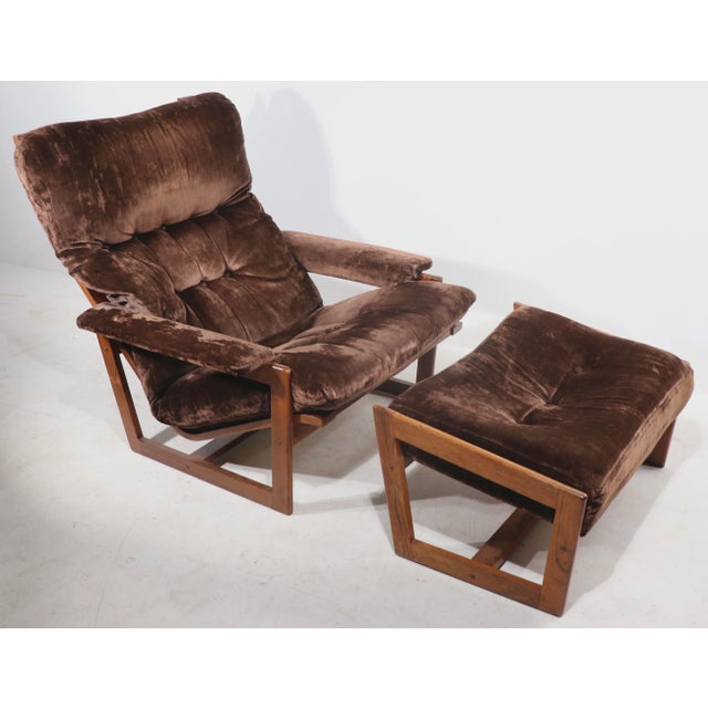 Wood Scandinavian Mid Century Lounge Chair and Ottoman For Sale - Image 7 of 7