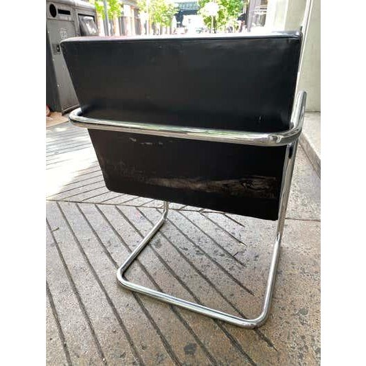 Chrome Mies van der Rohe Brno Tubular Armchair by Knoll, Leather & Chrome For Sale - Image 8 of 9