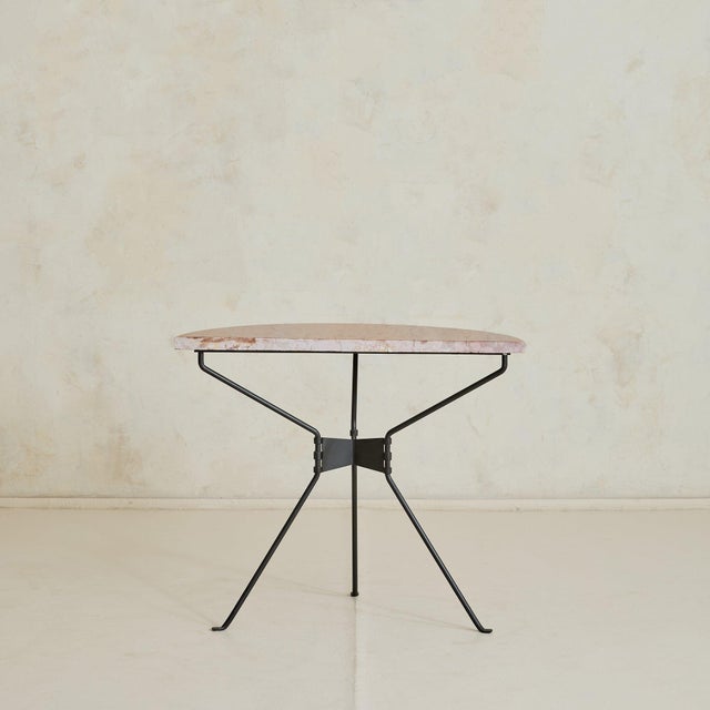 French Breccia Marble Demilune Console Table with Iron Base, 1960s - 2 Available For Sale In Chicago - Image 6 of 11