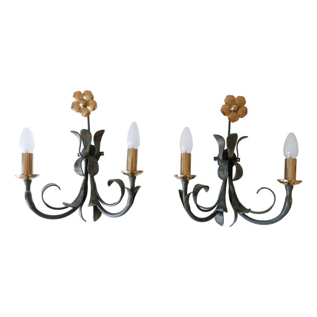 Brass & Metal Flush Mounts by Hans Möller, Germany, 1970s, Set of 2 For Sale