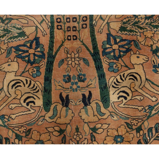 Persian Antique Persian Kirman Botanic Handmade Wool Rug For Sale - Image 3 of 9