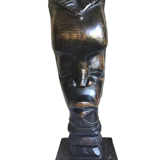A great pair of vintage genuine authentic African Ebonywood handcarved tribal busts statue art. Please see pictures for...