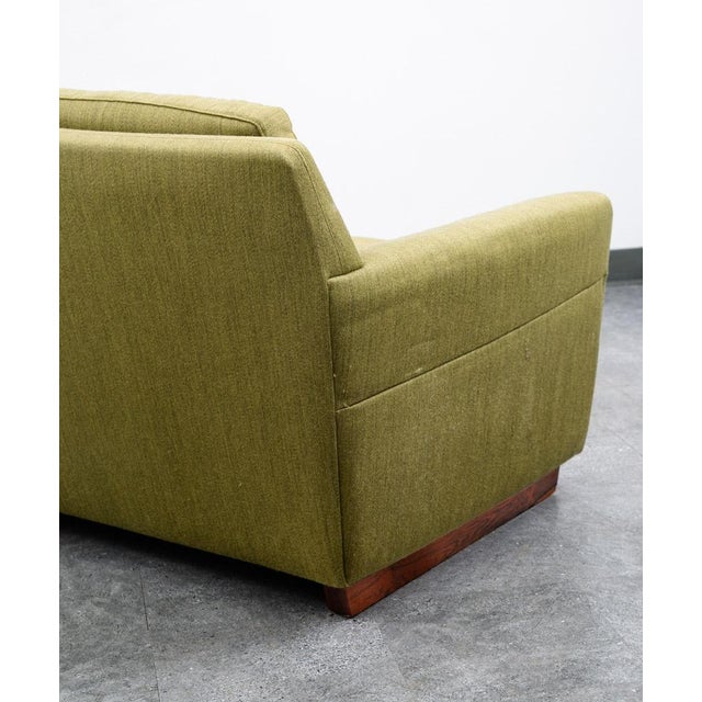 Wood Mid Century Danish Modern Sofa Couch Rosewood Green Wood Vintage Denmark 3 Seat For Sale - Image 7 of 12