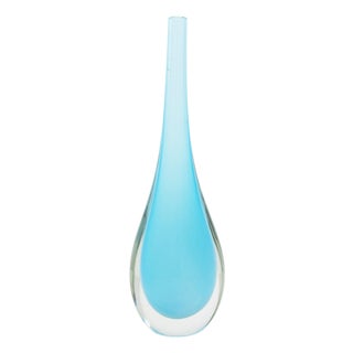 Murano Sommerso Light Blue Bottle Neck Vase For Sale