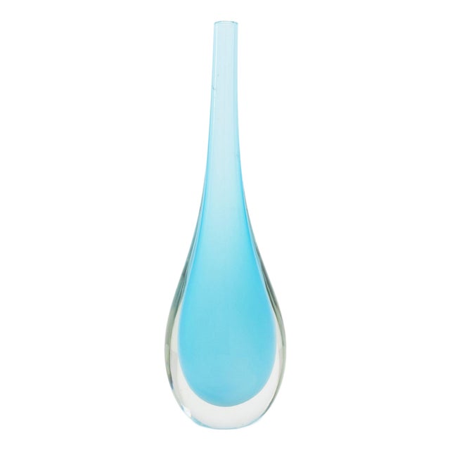 Murano Sommerso Light Blue Bottle Neck Vase For Sale