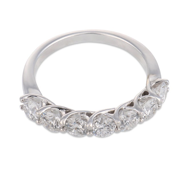 Mid-Century Modern Vintage Diamond 18k White Gold Half Eternity Band, Size 4.25 For Sale - Image 3 of 6