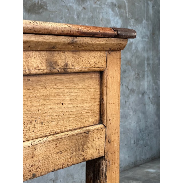19th C French Draper’s Table Farmhouse Harvest Work Table 83” For Sale - Image 4 of 18