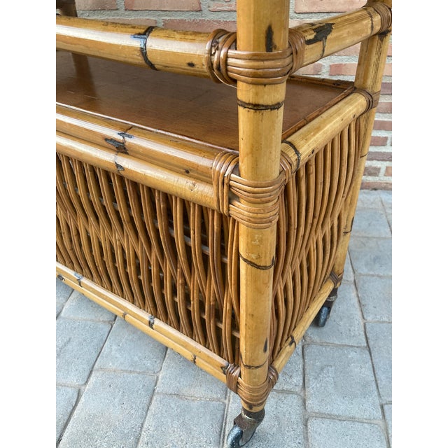 Spanish, Bar Cabinet in Bamboo with Wheels, 1950s For Sale - Image 13 of 18