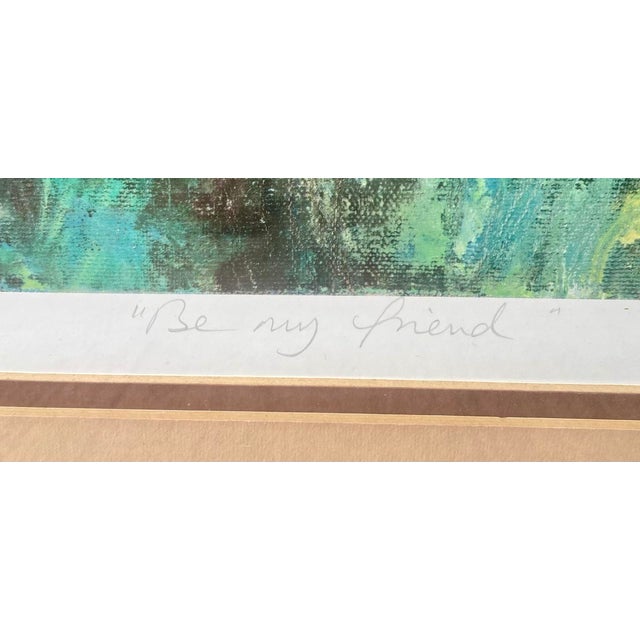 Printmaking Materials Vintage 70s Mary Vickers Signed "Be My Friend" Limited-Edition Lithograph 770/850 For Sale - Image 7 of 12