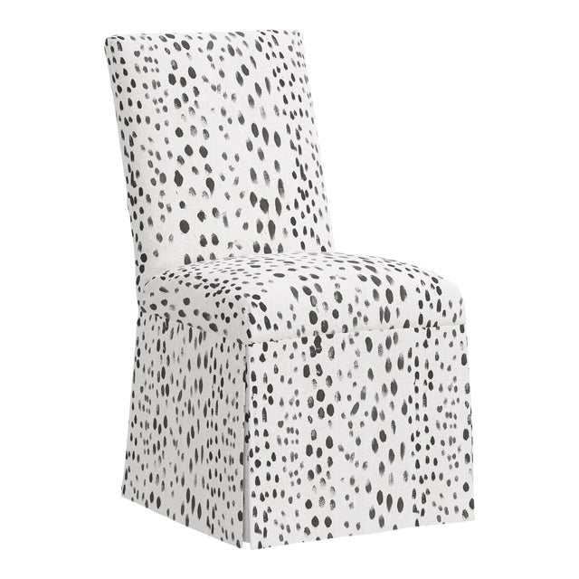 Slipcover Dining Chair in Linen Leopard Ink For Sale