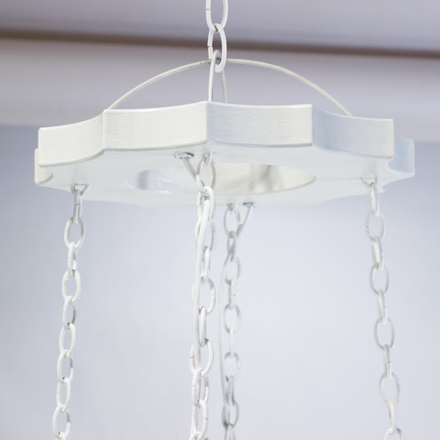 White Vintage Handmade White and Blue Iron 8-Light Pendant Chandelier For Sale - Image 8 of 10