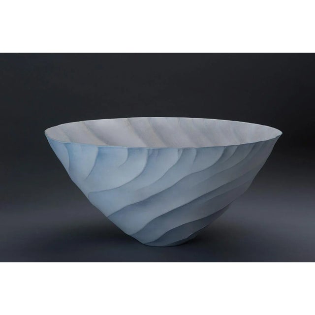 Contemporary Contemporary Porcelain Bowl / Vessel by Ceramic Artist, Paula Murray, Light Blue For Sale - Image 3 of 9