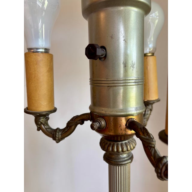American Vintage 3 Candle Brass Floor Lamp For Sale - Image 3 of 4