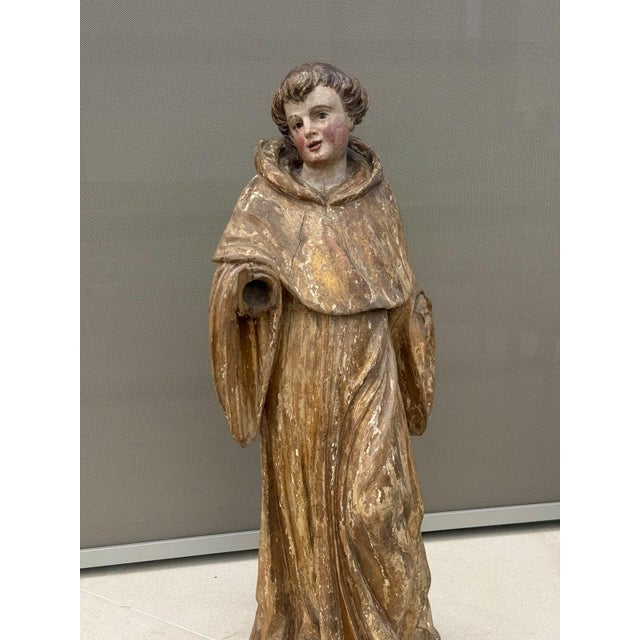 Large 18th Century Baroque Religious Carved Wooden Monk For Sale - Image 13 of 15