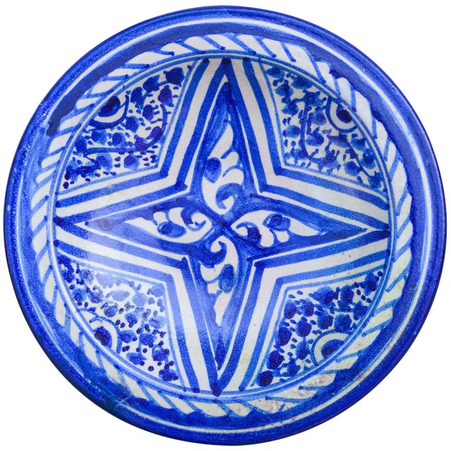 Blue Early 20th Century Blue Moroccan Wall Plate For Sale - Image 8 of 8