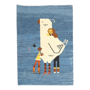 Late 20th Century Sad Pigeon Pictorial Persian Kilim Wall Hanging