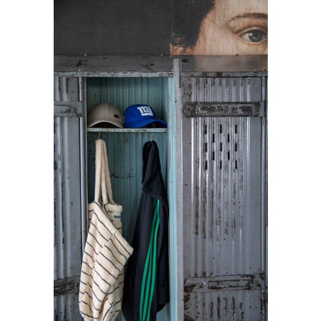 Blue Vintage Metal Cabinet with 5 Doors from the Strafor Company, 1920s For Sale - Image 8 of 11