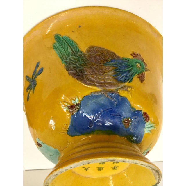 Chinese Hand Painted Emperor Yellow Bowls - a Pair For Sale - Image 10 of 13