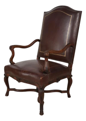 Antique Louis XV Style Leather Fauteuil Executive Desk Chair