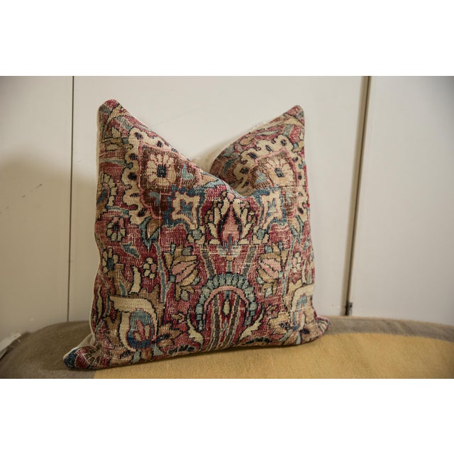 Vintage Meshed Rug Fragment Pillow For Sale - Image 10 of 11