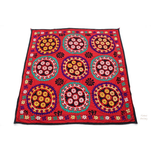 Vintage Hand Embroidered Suzani Wall Hanging, 1920s For Sale - Image 11 of 11