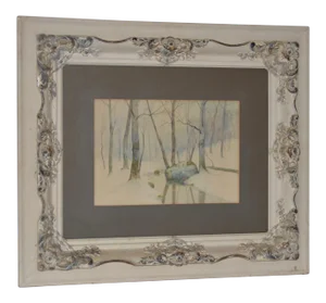 Rufus Way Smith Winter Forest Landscape Watercolor C.1880