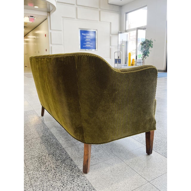 Green 1940s Nanna Ditzel Style Danish Settee, Reupholstered in Green Corduroy For Sale - Image 8 of 14